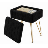 Garvee Modern Storage Vanity Stool Ottoman – Soft Padded Seat, Durable Metal Legs, Non-Slip Feet – Ideal for Makeup, Bedroom, Living Room – Black, Soft Fleece - Black|Teddy Fleece