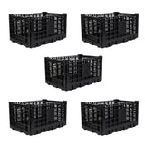 Garvee 5-Pack 52L Collapsible Storage Crates, 130 lb Load Rating, for garages, schools and vehicle trunks, Black