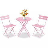 Garvee Folding Metal Bistro Set for Balcony & Garden, 3-Piece Steel Patio Table and 2 Chairs with 300 lb Capacity and No Assembly Design