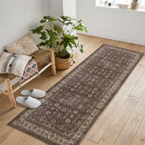 Garvee 2' x 8' Brown Vintage Runner Rug, Washable Non-Slip Low-Pile Soft Rug for Hallway, Entryway, Kitchen & Bedroom