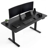 Garvee Electric Height Adjustable Sit-Stand Desk 55×27 Inch, Quiet Motor & Memory Presets, All-Steel Frame, Scratch-Resistant Eco Particle Board, 3-Fold Desktop, Black, Home Office Gaming - Black
