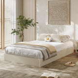 Garvee Minimalist Fluted Platform Bed Frame – Cream White Wooden, Low Profile, Modern Noise-Free, Easy Assembly, No Box Spring Needed – Twin XL Size - Cream
