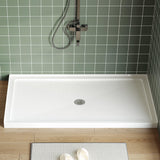 Garvee Acrylic Shower Base - 48x32 in Right Drain - Non-Slip Rectangular Pan - Single Threshold, 3-Sided Waterproof Flange, Brushed Nickel Drain Cover, Complete Kit - White - 48*32”+ rectangular ABS baffle, drain hole on the right - White