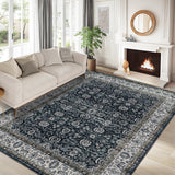 Garvee 5' × 7' Vintage Persian Area Rug, Machine Washable Non-Slip Low-Pile Soft Rug for Living Room, Bedroom & Dining Room, Beige/Black - Beige/Black