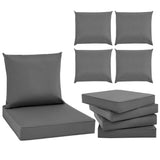 Garvee Deep Seat Cushion Set for Patio & Garden, 4-Pack 24 x 24 in Outdoor Cushions with 30D Foam, Dual Tie Straps and Non-Slip Bottom, Gray