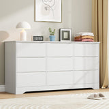 Garvee Wooden Dresser with 9 Drawers, Tall Modern Closet with Deep Storage, Large Chest of Drawers with Wide Top, Long Storage Dresser for Bedroom, Living Room, Hallway, Kids Room, White - White
