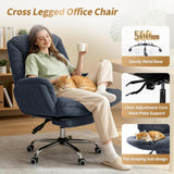 Garvee Criss Cross Ergonomic Dining Chair - Adjustable Backrest 90°-135°, Reversible Armrests, Hidden Footrest, Wheels, Big and Tall, Home Office Gaming - Snowflake Fleece Dark Gray - Dark Gray