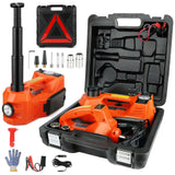 Garvee 5 Ton 12V Electric Hydraulic Car Jack Kit – Tire Inflator Pump & Impact Wrench – Portable Floor Jack Lift – Lifting Range 155-450mm – For Sedan, SUV, MPV, Truck Tire Change, Repair – Electric Jack + Electric Wrench - Red