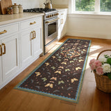 Garvee 2' × 6' Kaleidoscope Pattern Runner Rug, Washable Polyester Carpet with Non-Slip Backing for Hallway, Kitchen and Entryway, Coffee Brown - Brown Coffee