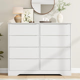 Garvee Modern 8-Drawer Wooden Dresser – Tall Storage Cabinet with Deep Drawers, Wide Top, Cut-Out Handles – Ideal for Bedroom, Living Room, Hallway, or Kids Room – Wood Grain White - White