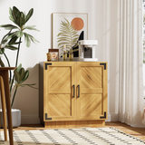 Garvee 31.5" Sideboard Buffet Cabinet with Storage, Modern Farmhouse Coffee Bar with Doors&Adjustable Shelf, for Kitchen Living&Dining Room, Oak