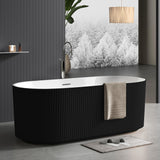 Garvee Double-Walled Insulated Freestanding Acrylic Soaking Bathtub – Deep Ergonomic Design with Slotted Overflow, Chrome/Matte Drain, cUPC Certified, Glossy White Interior & Black Exterior for Modern Bathrooms, 59 Inch – 59'' Glossy Inside, Black Outside - Black(Stripes)