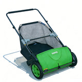 Garvee 21-Inch Push Lawn Sweeper, 3.5 Cu. Ft. Leaf & Grass Collector with 4 Spinning Brushes and Folding Handle, Green - Green-1