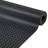 Garvee 7.5 x 18 ft Garage Floor Mat, 2.8 mm Thickened Flooring Roll Diamond Plate PVC Rubber Trailer Mat, Non-Slip Floor Protector Mat for Garage, Warehouse, Gyms, Trailer, SUV - Black