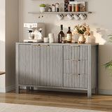Garvee Fluted Sideboard Buffet Cabinet - Adjustable Shelf, 3 Drawers, 2 Doors - Modern Storage Console for Dining Room, Kitchen, Entryway - Oak Ash Color