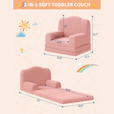 Garvee 2-in-1 Convertible Kids Sofa Couch – Soft Sherpa, Lightweight Fold Out Chair – Washable Cover – Toddler Lounger for Playroom, Nursery – Crown Design – Pink, Specs: 2106-25 - Pink