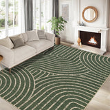 Garvee 5' x 7' Easy Jute Indoor Outdoor Area Rug, Washable Non-Slip Ultra-Thin Faux Jute Rug for Living Room, Bedroom & Patio, Green - Green