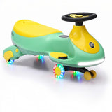 Garvee 12V Electric Wiggle Car for Kids,  2 in 1 Swing Car with Pedal, Anti-Rollover Max 3.5Mph,Max Load 66Lbs,Flashing Wheels, Music,Rechargeable Battery Ride on Toy Indoor Outdoor for Toddlers - Green & Yellow