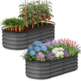 Garvee Raised Garden Beds for Outdoor Gardening, 2-Pack 5 x 2 FT Galvanized Metal Planters with Open Bottom and Safety Edge, Dark Gray