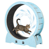 Garvee Low Noise Wooden Cat Exercise Wheel, 34" Indoor Cat Running and Training with Carpeted Removable Treadmill, Quiet TPE Rollers, Smooth Performance, Safety Lock for Cats Fitness, Mint Green - Mint Green