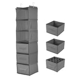 Garvee Hanging Closet Organizer with Drawers, 3-Tier Non-Woven Fabric Storage Shelves, Foldable Closet Organizer for Bedroom, 11.8x11.8x47.2 Inches, Gray - Gray