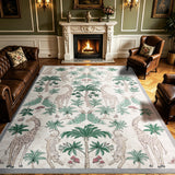 Garvee 5' × 7' Jungle Animal Print Area Rug, Machine Washable Non-Slip Low-Pile Soft Rug for Living Room, Bedroom & Dining Room, Beige - Beige