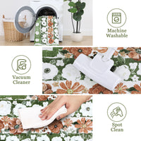 Garvee 6' × 9' 4th of July Patriotic Floral Rug, Sage Green/White/Rust American Flag Washable Area Rug