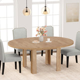 Garvee Space-Saving Extendable Dining Table for 4-6 – Modern Farmhouse Round to Oval Table with Robust L-Shaped Legs – Sturdy Waterproof MDF – Ideal for Apartment, Dinner Party – Annual Ring