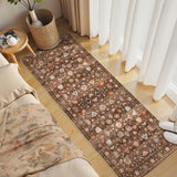 Garvee 2' × 6' Floral Butterfly Runner Rug, Machine Washable Non-Slip Low-Pile Soft Rug for Hallway, Kitchen & Entryway, Reddish Brown - Reddish Brown