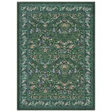 Garvee Washable Collapsible Floral Area Rug - Non-Slip Backing - Pet Friendly & Easy to Clean - Home Decor Carpet for Living Room & Bedroom - Dark Green, 5x7ft - Dark Green