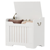 Garvee Storage Chest, 24.8" Wooden Storage Bench with Safety Hinge, Flip Top Blanket Chest Trunks, Supports 350 Lb, for Entryway, Living Room, Bedroom,White - White