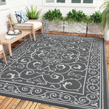 Garvee  8' x 10' Outdoor RugWaterproof Reversible Diamond Pattern Plastic Straw Lightweight Foldable with Carry Bag for Patio Porch Camping - Gray
