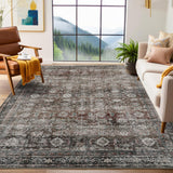 Garvee 4' × 6' Tree of Life Persian Area Rug, Washable Polyester Carpet with Non-Slip Backing for Living Room, Bedroom and Dining Room, Red/Green - Retro Red