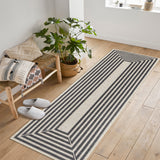Garvee Beige BlackWashable Jute Runner Rug 2' × 6', Non Slip Low Pile Non Shedding Geometric Rug, Boho Farmhouse Indoor Outdoor Rug for Hallway Kitchen Patio - Biege Black