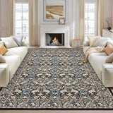 Garvee 8' × 10' Bird Floral Area Rug, Machine Washable Non-Slip Low-Pile Soft Rug for Living Room, Bedroom & Nursery, Black - Black