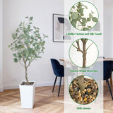 Garvee Realistic Faux Eucalyptus Tree, 5FT Artificial Plant in Pot – Lush Greenery, Secure PE Material, Low-Maintenance, Perfect for Indoor Outdoor Home, Office, Living Room, Wedding, Party, Gift Decor – 150cm