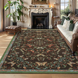 Garvee 8' × 10' Botanical Insect Floral Area Rug, Machine Washable Non-Slip Low-Pile Soft Rug for Living Room, Bedroom & Nursery, Brown/Coffee - Brown/Coffee