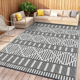 Garvee Reversible Outdoor Plastic Area Rug - Washable & Weatherproof Patio Carpet - UV Resistant, Non-Slip, Collapsible, Easy Clean - 9x18ft Gray White - Gray