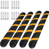 Garvee Heavy Duty Rubber Speed Bump 6FT 4-Pack – 25,000 lbs Load Capacity 2-Channel Cable Protector Ramp with End Caps & Mounting Hardware for Driveways, Asphalt, Concrete (Black/Yellow)