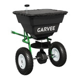 Garvee 85 lb Tow-Behind Broadcast Spreader with Adjustable Flow Control, 10-Inch Pneumatic Tires, Steel Frame & Universal Hitch for Seed, Fertilizer, Salt and Ice Melt, Black & Green - Black & Green