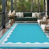 Garvee Outdoor Rug 9x12 Reversible Waterproof Lightweight Polypropylene Patio Carpet with Quick Dry & Stain Resistance, Foldable for Camping Picnic Balcony Porch RV - Blue