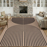 Garvee Modern Jute Area Rug - Waterproof, Washable, Non-Slip, mark Resistant, Striped Carpet for Living Room, Dining Room, Patio, Entryway - Natural/Black, 5x7ft - Natural/Black