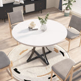 Garvee 40 inch Round Dining Table for 4, Circle Kitchen Table with Metal Base, Modern Farmhouse Dinner Tables for Kitchen, Living Room, White