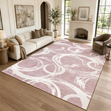 Garvee 8' × 10' Modern Abstract Geometric Area Rug, Machine Washable Non-Slip Low-Pile Stain-Resistant Rug for Living Room & Bedroom, Pink - Pink