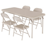 Garvee Space-Saving Kids Folding Table and Chair Set - 5-Piece Furniture for Toddlers, Easy Storage, Perfect for Dining Room, Daycare, Preschool, Educational - Beige - Beige