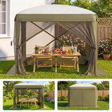 Garvee Pop-Up Screen Tent for Camping & Patio, 8 x 8 FT Hexagon Shelter with Mesh Panels, Collapsible Frame and Bug Protection, Green