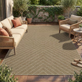 Garvee 8' x 10' Striped Easy Jute Area Rug, Washable Non-Slip Low-Pile Indoor Outdoor Rug for Living Room, Patio & Dining Room, Linen Beige - Linen Beige