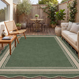 Garvee 9' x 12' Washable Scalloped Minimalist Geometric Rug—Suitable for Indoor and Outdoor Use, Perfect for Entryways, Hallways, and Bedrooms, Green - Green