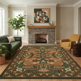 Garvee Tibetan Tiger 8x10 Washable Area Rugs for Living Room, Boho Tribal Green Soft Animal Print Throw Rug Vintage Non Slip Ultra Thin Stain Resistant Floor Carpet for Office Bedroom - Green