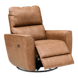 Garvee Power Recliner Chair, 270° Swivel Rocking Glider with USB Charging Port, PU Leather Upholstered Fabric, Ergonomic Modern Nursery Chair for Living Room, Bedroom & Home Theater, Brown - Brown